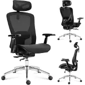 Adler Expert 5.3 Büro-Drehstuhl | Chefsessel Schreibtischstuhl Bürostuhl ergonomisch Armlehnen Kopfstütze einstellbar | Schwarz