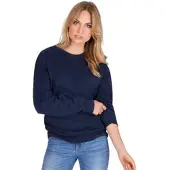 Trigema Sweatshirt "Sweatshirt", Damen, Gr. M, blau (navy), Sweatware, 70% Baumwolle, 30% Polyester, Basic, lang, Rundhals, Sweatshirts Sweatshirt