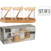 Eh Excellent Houseware YULEA Gewürzgläser, 3 x Ø 8,5 cm, auf Bambussockel