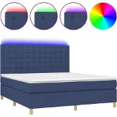 vidaXL Boxspringbett mit Matratze & LED Blau 180x200 cm Stoff