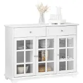 SoBuy FSB77-W Küchenschrank Kücheninsel Kommode Sideboard Bartisch Esstisch Buffet Weiß BHT 119x90x40cm