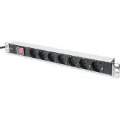 Digitus Steckdosenleiste mit Aluminiumprofil und Schalter, 7-fach Schutzkontaktsteckdose, 2 m Zuleitung Schutzkontaktstecker, 2 m, Typ F, Aluminium, Schwarz, China, 7 AC-Ausgänge