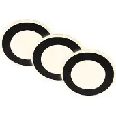 Briloner Gima 3er Set LED Einbaustrahler 230V, Nachtlichtfunktion, Flächen und Ringe sep. schaltbar, Speicherfunktion, Warmweißes Licht, Schwarz, Ø9,3 x 3 cm