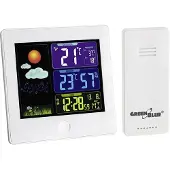 Greenblue Funk Wetterstation mit Farbdisplay Außensensor Hygrometer Thermometer Wecker GB521