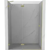 Mexen Lunar Duschflügeltür links 130 cm, transparent, gebürstetes Gold - 834-130-000-55-00-L
