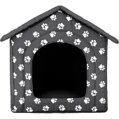HOBBYDOG Hundekissen Hundehütte Hundebett Tierbett Katzenbett - Standard - 38 x 38 x 32 cm [Größe: R1] - Grau mit Pfoten