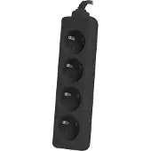 Lanberg PS0-04E-0100-IEC-BK, 1 m, Drinnen, Typ E, Schwarz, 4 AC-Ausgänge, 10 A