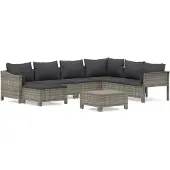 vidaXL 8-tlg. Garten-Lounge-Set mit Kissen Grau Poly Rattan