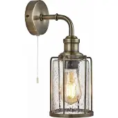Licht-Erlebnisse Wandlampe Glas Metall E27 H: 32.5 cm in Messing Antik Vintage