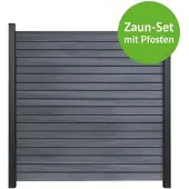 MR-Zaun Linea Komplettset mit Alu-Pfosten, Steingrau co-ex., 26,42 m