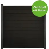 MR-Zaun Terra Komplettset mit Alu-Pfosten, Schwarz co-ex., 11,38 m