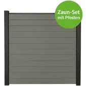 MR-Zaun Terra Komplettset mit Alu-Pfosten, Grau, 24,54 m