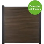 MR-Zaun Terra Komplettset mit Alu-Pfosten, Walnuss co-ex., 5,74 m