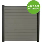 MR-Zaun Terra Komplettset mit Alu-Pfosten, Grau, 15,14 m