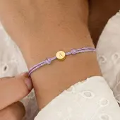 Yoursurprise Personalisiertes Kordelarmband - Lila - Goldener Kreis