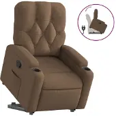 Syfax Relaxsessel mit Aufstehhilfe Braun Stoff