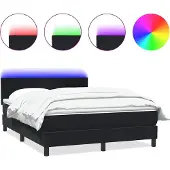 Syfax Boxspringbett mit Matratze & LED Schwarz 160x210 cm Samt