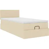 Syfax Ottoman-Bett mit Matratze Creme 90x200 cm Stoff