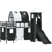 Syfax Kinderloftbett Schwarz 75 x 190 cm Metall