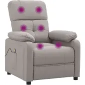 Syfax Massagesessel Stoff Taupe mit manueller Liegefunktion und Vibrationsfunktion 73x90x100 cm