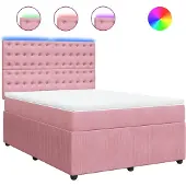 Syfax Boxspringbett mit Matratze Rosa 160x200 cm Samt