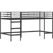 Syfax Kinderloftbett Uni Schwarz 100 x 200 cm Stahl