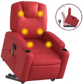 Syfax Massagesessel mit Aufstehhilfe Rot Kunstleder