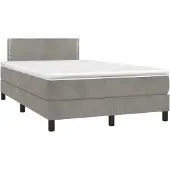Syfax Boxspringbett mit Matratze Hellgrau 120x190 cm Samt