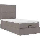 Syfax Ottoman-Bett mit Matratze Taupe 90x200 cm Stoff