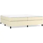 vidaXL Boxspringbett mit Matratze Creme 200x200 cm Kunstleder