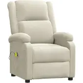Syfax Massagesessel Creme Samt, 6 Massagezonen, Vibration, manuelle Liegefunktion, inkl. Fernbedienung, 70x93x98 cm