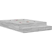 Syfax Aufbewahrungsbettgestell Graues Sonoma 135 cm Holzwerkstoff