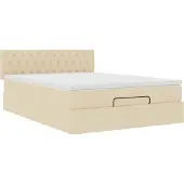 Syfax Ottoman-Bett mit Matratze Creme 140x190 cm Stoff