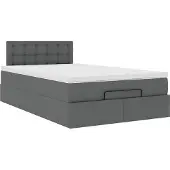 Syfax Ottoman-Bett mit Matratze Dunkelgrau 120x190 cm Stoff