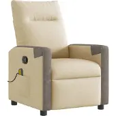 Syfax Massagesessel Creme Stoff mit manueller Liegefunktion, Vibrationsfunktion, 6 Massagepunkten, 69x86x100 cm