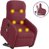 Prolenta Maison Exclusive - Massagesessel mit Aufstehhilfe Weinrot Stoff