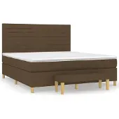 Syfax Boxspringbett mit Matratze Dunkelbraun 180x200 cm Stoff