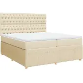 Syfax Boxspringbett mit Matratze Creme 200x200 cm Stoff