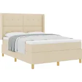 Syfax Boxspringbett mit Kopfteil Creme 140 x 190 cm Stoff