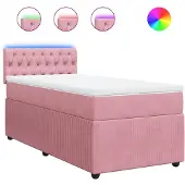 Syfax Boxspringbett mit Matratze Rosa 100x200 cm Samt