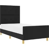 Syfax Bettgestell mit Kopfteil Schwarz 90 x 190 cm Stoff