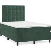 Syfax Boxspringbett mit Matratze Dunkelgrün 120x200 cm Samt