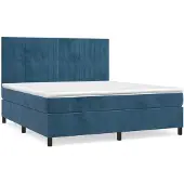 Syfax Boxspringbett mit Matratze Dunkelblau 160x200 cm Samt