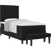 Syfax Boxspringbett mit Kissen mit Kopfteil Schwarz 80 x 200 cm Stoff