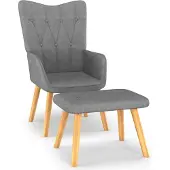 Syfax Relaxsessel mit Hocker Dunkelgrau Stoff