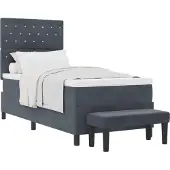 Syfax Boxspringbett mit Kopfteil Dunkelgrau 200 x 90 cm Samt