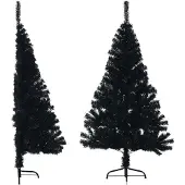 Syfax Künstlicher Halb-Weihnachtsbaum mit Ständer Schwarz 120 cm PVC