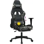 Syfax Gamingstuhl mit Massage Fußstütze Schwarz Tarnfarben Kunstleder