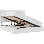 Syfax Bett mit Stauraum und LED Reinweiß 160 x 200 cm Kunstleder