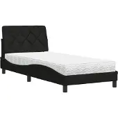 vidaXL Bett mit Matratze Schwarz 90x190 cm Stoff